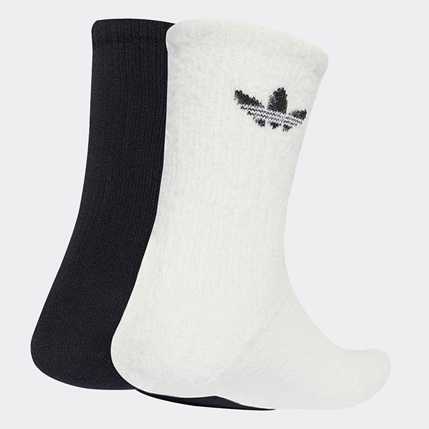 フラッフィー クルーソックス 2足組　オフホワイト×ブラック　