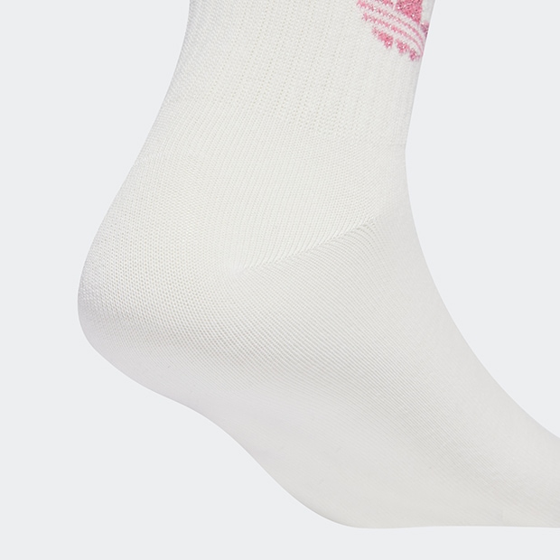 スリーストライプス グリッター クルーソックス2足組　ピンクフュージョン×ホワイト　