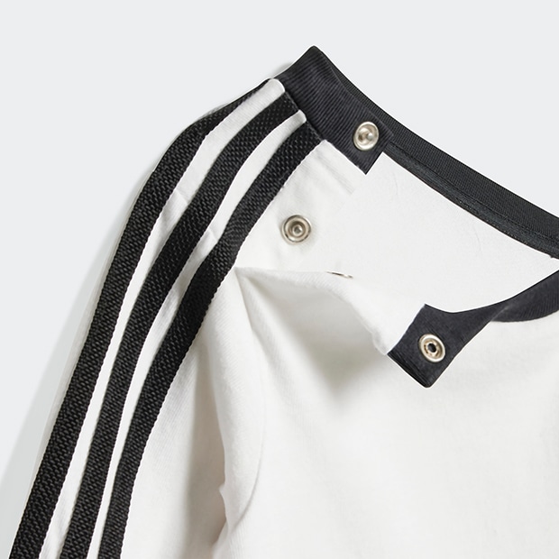 ジュニア ベビー アディカラー 長袖Tシャツ セットアップ ホワイト×ブラック