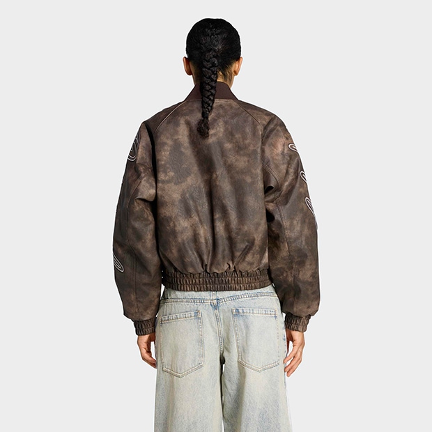 レディース ATHLETIC DEPT ビンテージ合成皮革ジャケット ダーク