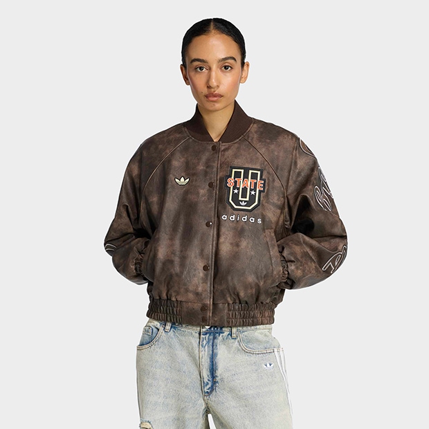 レディース ATHLETIC DEPT ビンテージ合成皮革ジャケット ダーク