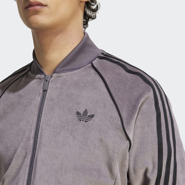 新品2XL】ベロア　アディダス　トラックジャケット　ジャージトップ　ワイングレー Originals（adidas） - 新品2XL】ベロア アディダス トラック