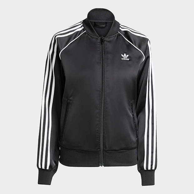 L adidas ドット サテン トラックトップ 即完売ブラック　正規品 新品未使用 adidas サテン 水玉 トラックジャケット 黒 日本M相当