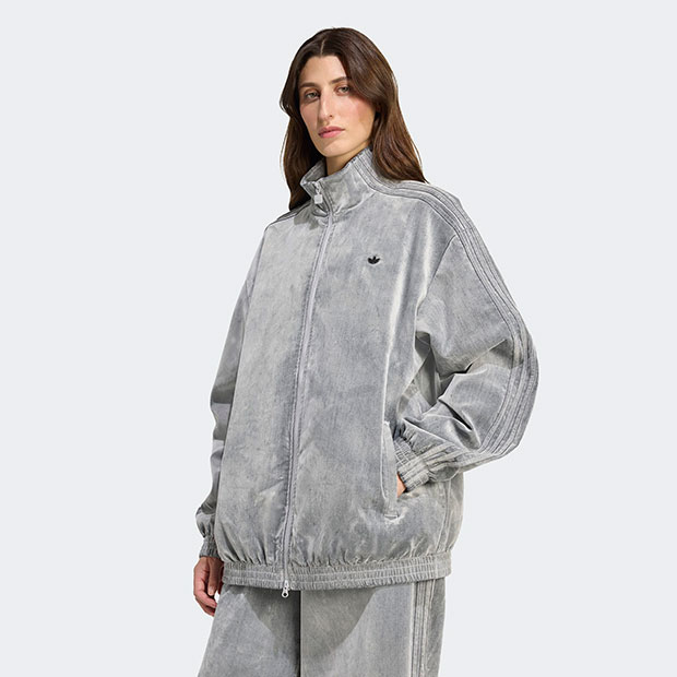 新品S Adidas ファイアーバード トラックトップ　グレー JW7330 レディース 起毛ツイル オーバーサイズ ファイアーバード トラック