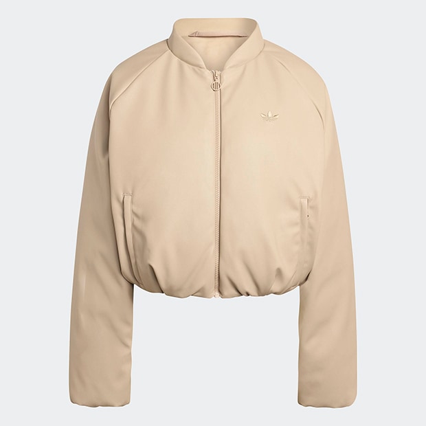 【美品】adidas　ダウンジャケット　ボンバージャケット レディース プレザー ボンバー 合成ダウンジャケット ストーン