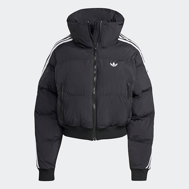 レディース アディカラー クロップド合成ダウン パファー ブラック
