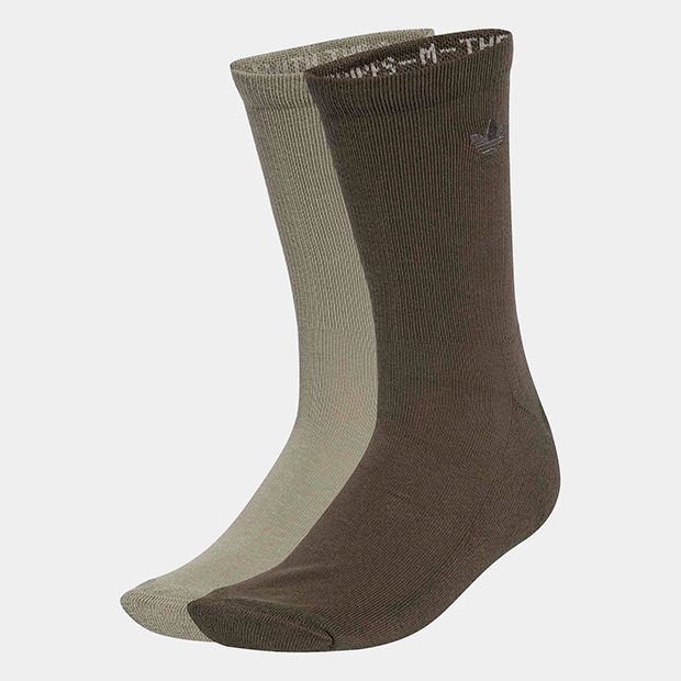 アディカラー ツートンカラー クルーソックス 2足組　シルバーぺブル×シャドーオリーブ　