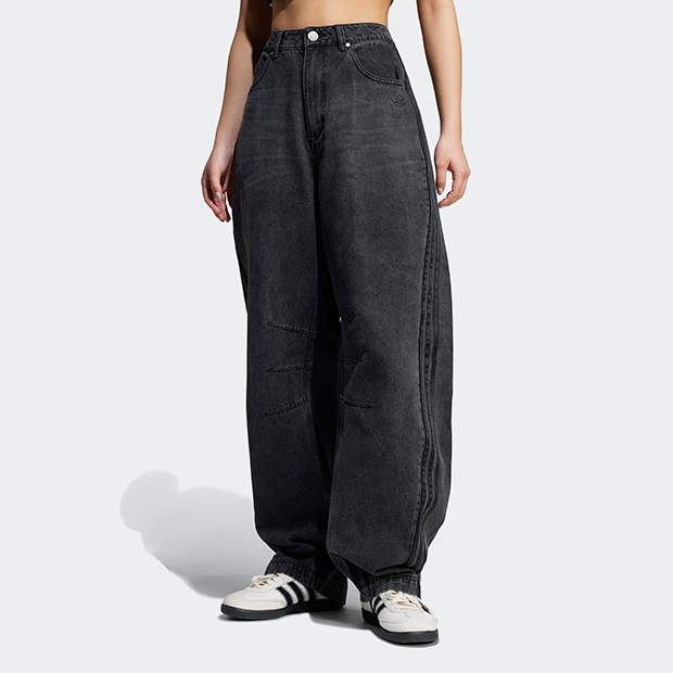 adidas リメイク 4ジップワイドデニムパンツピンク101171 アパレル