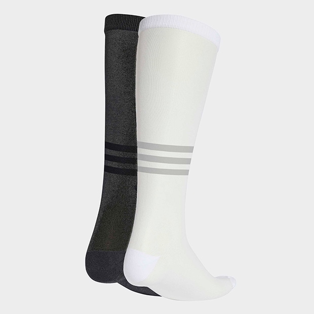 シアー ハイ クルーソックス 2足組　ホワイト×ブラック　