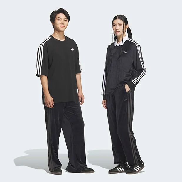 ユニセックス アディカラー FB TP ベロア トラックパンツ ブラック