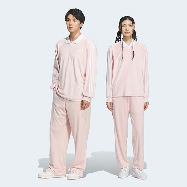 ユニセックス アディカラー FB TP ベロア トラックパンツ　サンディピンク　
