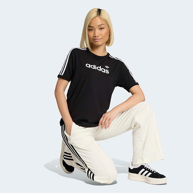 レディース アディカラー リニア 半袖Tシャツ ブラック ｜すべての商品