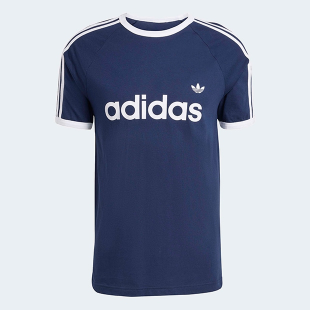 メンズ アディカラー スリーストライプス スリム リンガー Tシャツ　ナイトインディゴ　