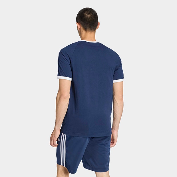 メンズ アディカラー スリーストライプス スリム リンガー Tシャツ　ナイトインディゴ　