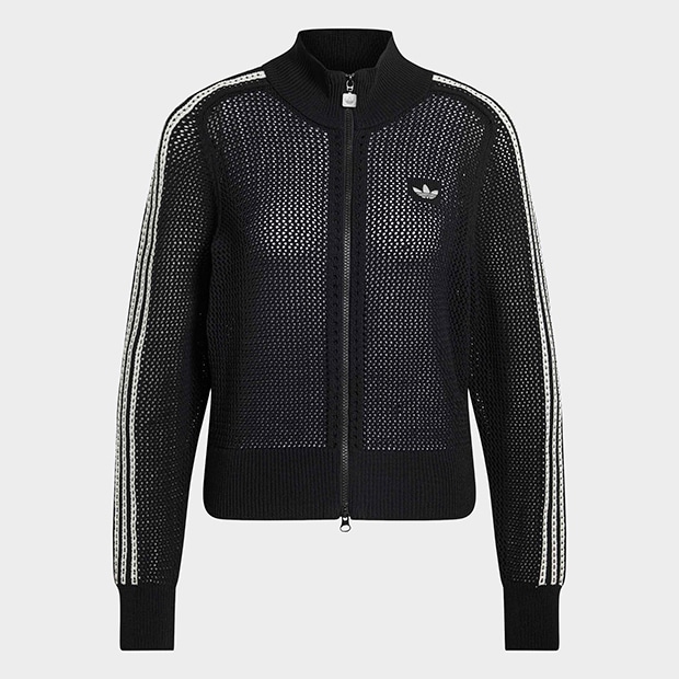 adidas 合成皮革 クロップトップ 黒 28サイズ レディース アディカラー ニット クロシェ ファイヤーバード トラック