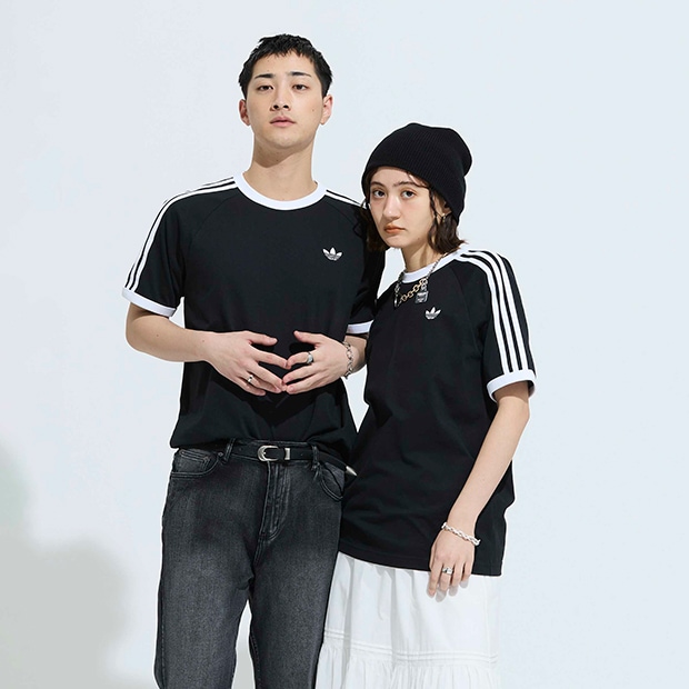 アディカラー スリーストライプ 半袖 Tシャツ　ブラック　