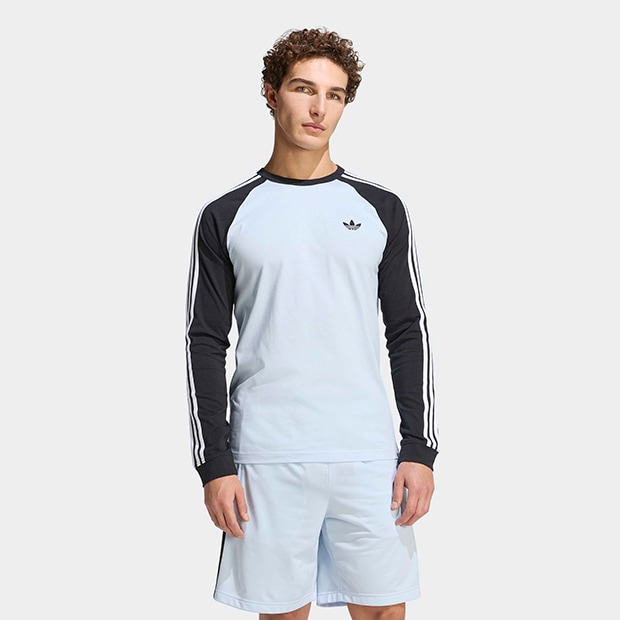 アディカラー スリーストライプス ロングスリーブ Tシャツ　クリスタルスカイ　