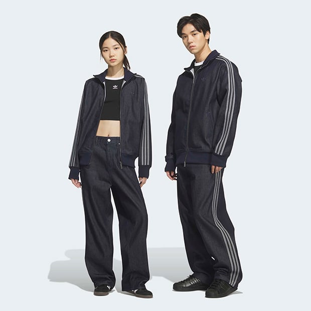 ユニセックス アディカラー ファイヤーバード デニム トラックパンツ