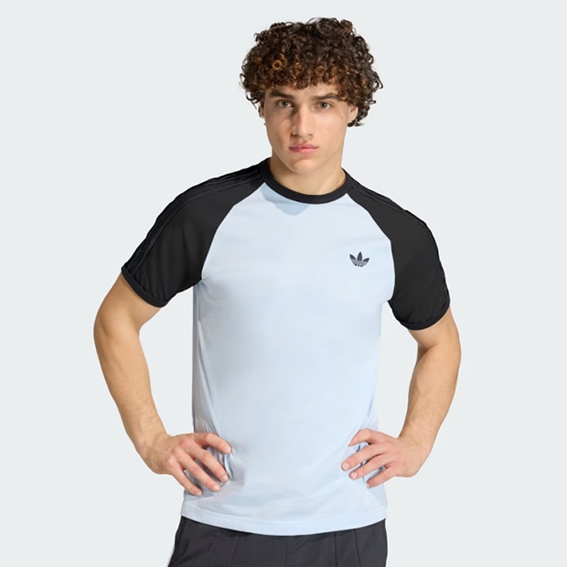 メンズ アディカラー スリーストライプ 半袖 Tシャツ　クリスタルスカイ　