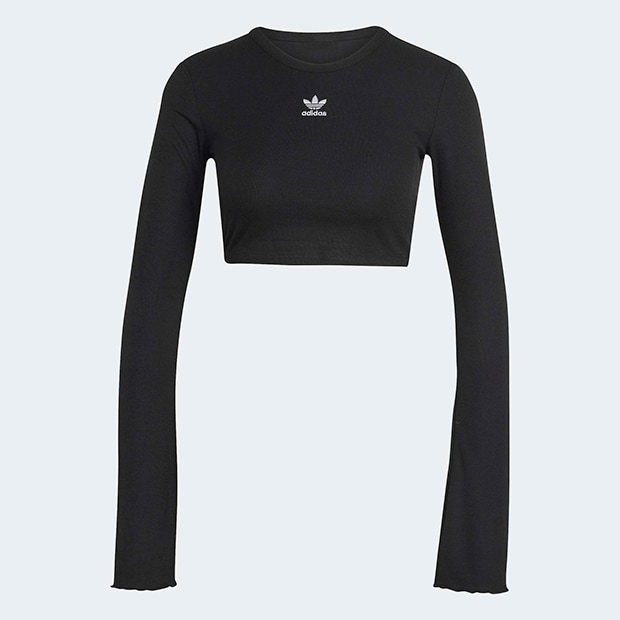 レディース エッセンシャルズ スカラップ エッジ長袖Tシャツ ブラック