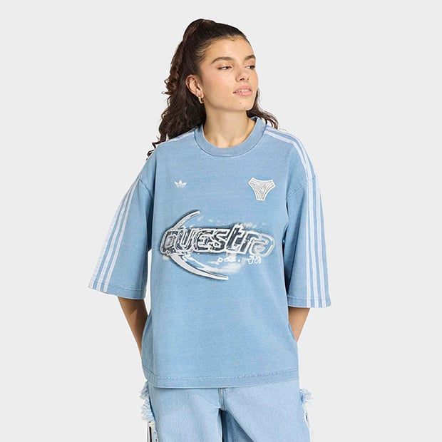 レディース アディレニウム シーズン 5 オーバーサイズ デニム 半袖Tシャツ　ライトブルー　