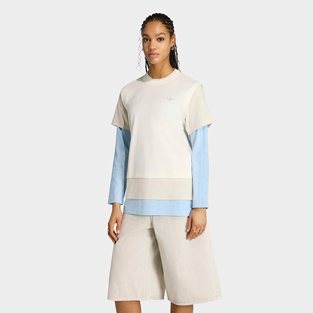 レディース ルーズ レイヤード 長袖Tシャツ　オフホワイト　