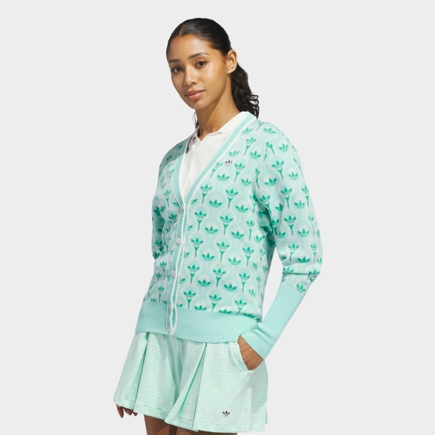 レディース オリジナルス オールオーバー カーディガン　ホワイト×クリアミント　