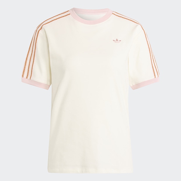 レディース アディダス オリジナルス サマーグロー アドバンスド スリーストライプス 半袖 Tシャツ　オフホワイト　