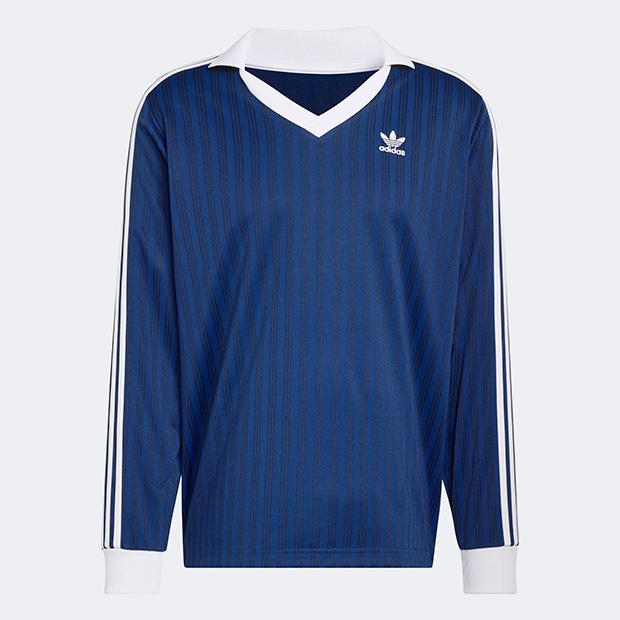 メンズ アディカラー ピケ サッカー長袖Tシャツ ナイトインディゴ