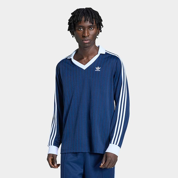 メンズ アディカラー ピケ サッカー長袖Tシャツ　ナイトインディゴ　