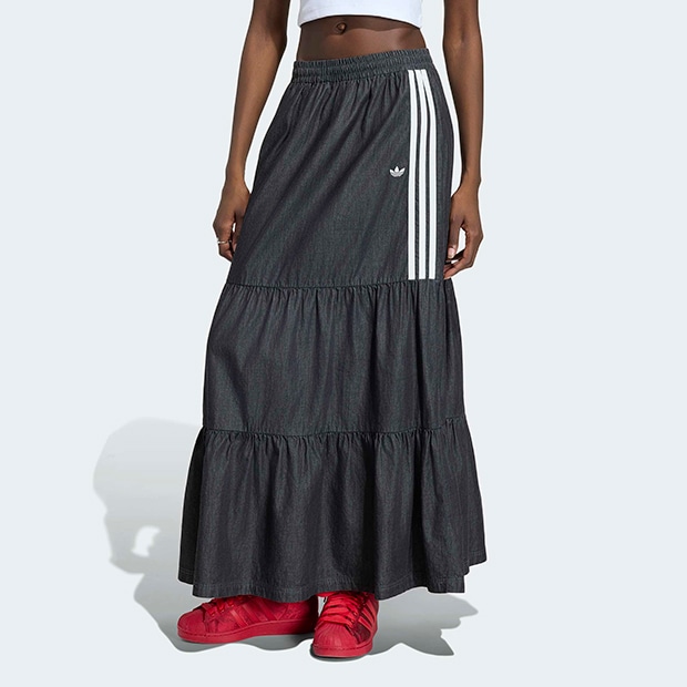 ドデカ　レディース　BLK M レディース アディカラー サマーグロー デニムスカート ミディアム