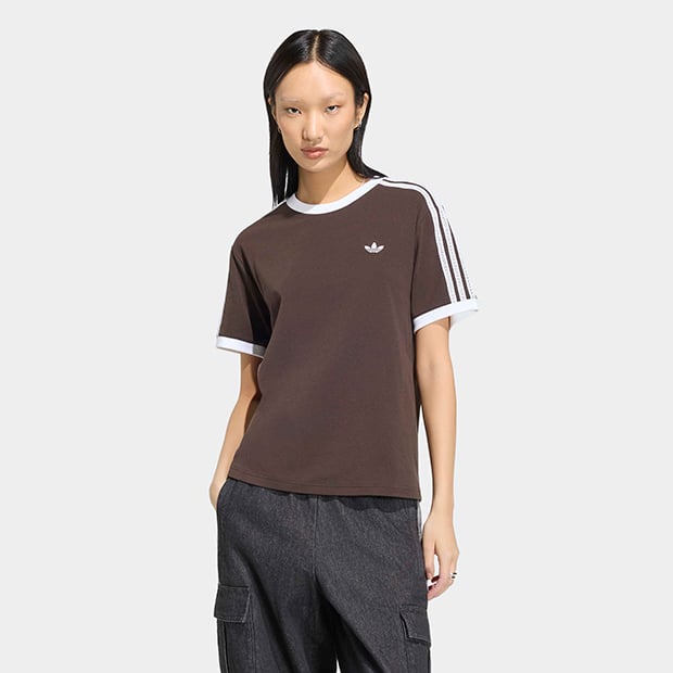 レディース スリーストライプス 半袖 Tシャツ　オーロラコーヒー　