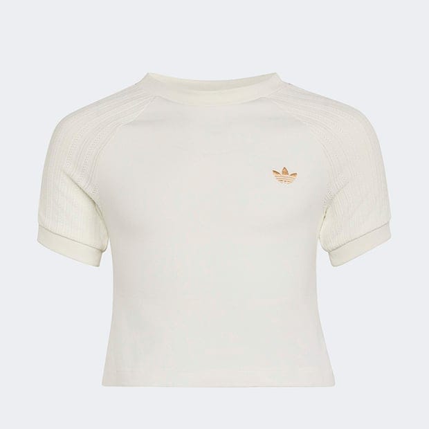ジュニア キッズ スリム ニット スリーストライプス 半袖  Tシャツ　クラウドホワイト　