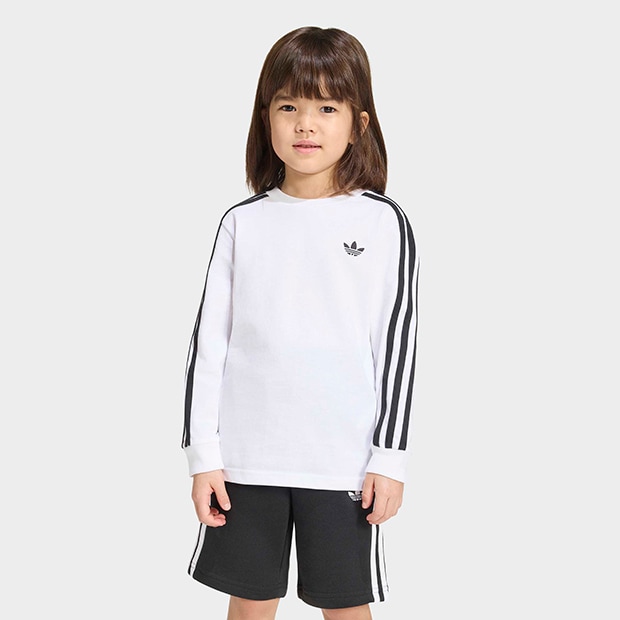 ジュニア キッズ アディカラー スリーストライプ 長袖 Tシャツ　ホワイト　