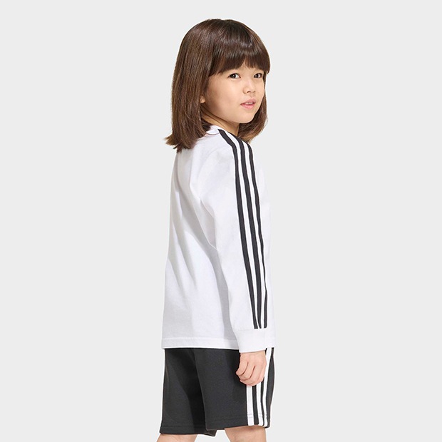 ジュニア キッズ アディカラー スリーストライプ 長袖 Tシャツ　ホワイト　