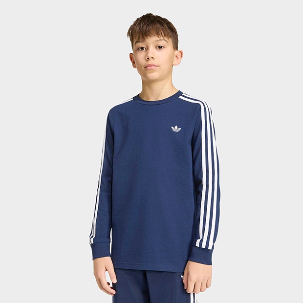 ジュニア キッズ アディカラー スリーストライプ 長袖 Tシャツ　ナイトインディゴ　
