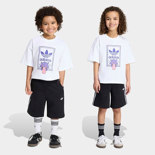 ジュニア キッズ ポケモン ルーズショーツ＆Tシャツ 上下セット　ホワイト×ブラック　