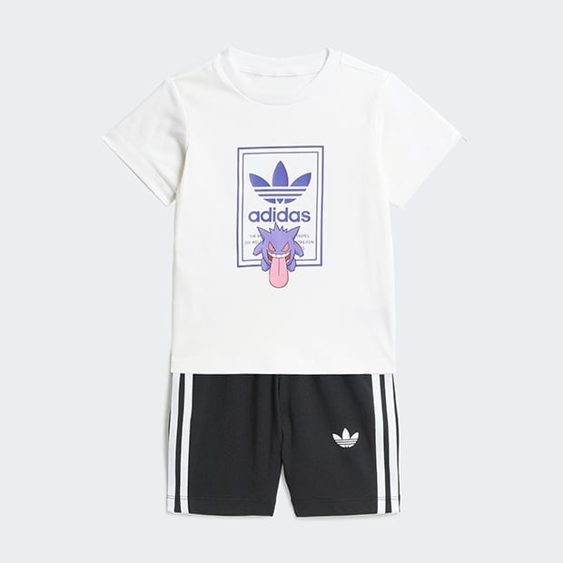 ジュニア ベビー ポケモン ルーズ ショーツ＆Tシャツ セットアップ　ホワイト×ブラック　