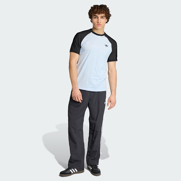 メンズ アディカラー スリーストライプ 半袖 Tシャツ クリスタルスカイ