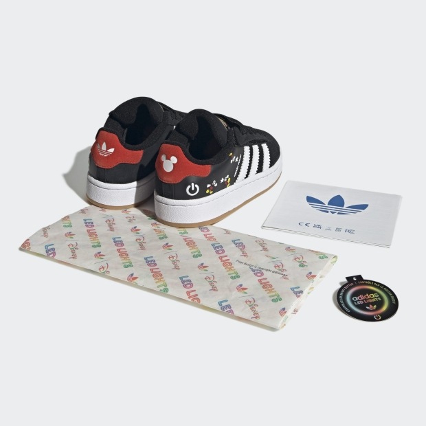 ジュニア キッズ アディダス ディズニー ミッキーマウス キャンパス 00S LEDライト コンフォートクロージャー 伸縮シューレース opg84 コアブラック×クラウドホワイト