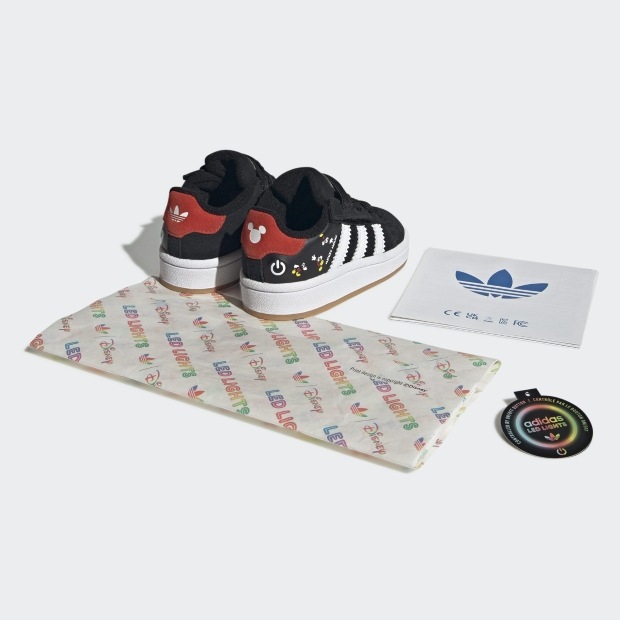 ジュニア ベビー アディダス ディズニー ミッキーマウス キャンパス 00S LEDライト コンフォートクロージャー 伸縮シューレース opg85 コアブラック×クラウドホワイト