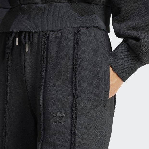 レディース ディストレスト スウェットパンツ ブラック ｜アパレル