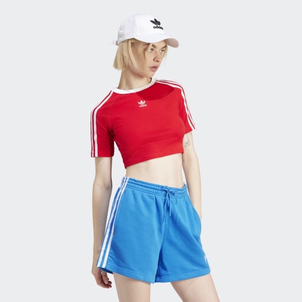 レディース スリーストライプス 半袖ベビーTシャツ ベター