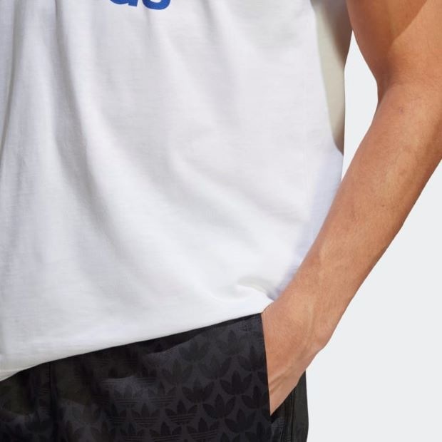 アディカラー クラシックス トレフォイル Tシャツ　ホワイト×セミルシッドブルー