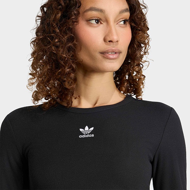 レディース エッセンシャルズ スカラップ エッジ長袖Tシャツ ブラック