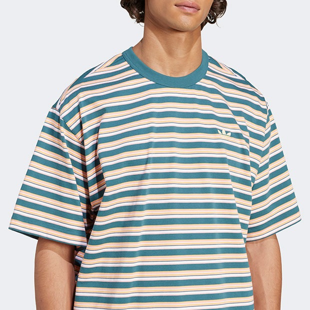 アディダス オリジナルス ストライプ 半袖Tシャツ セミピンクスパーク