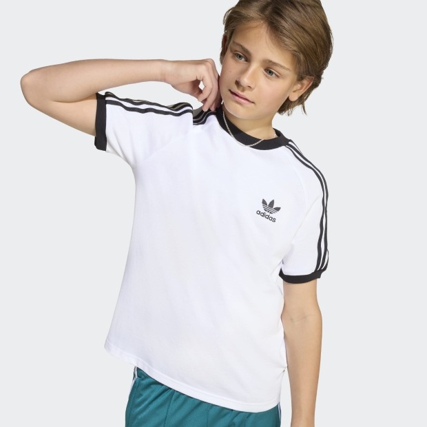 ジュニア キッズ アディカラー スリーストライプ 半袖Tシャツ　ホワイト　