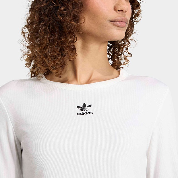 レディース エッセンシャルズ スカラップ エッジ長袖Tシャツ ホワイト