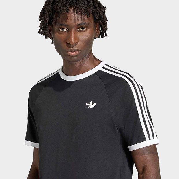 メンズ アディカラー スリーストライプ 半袖 Tシャツ ブラック