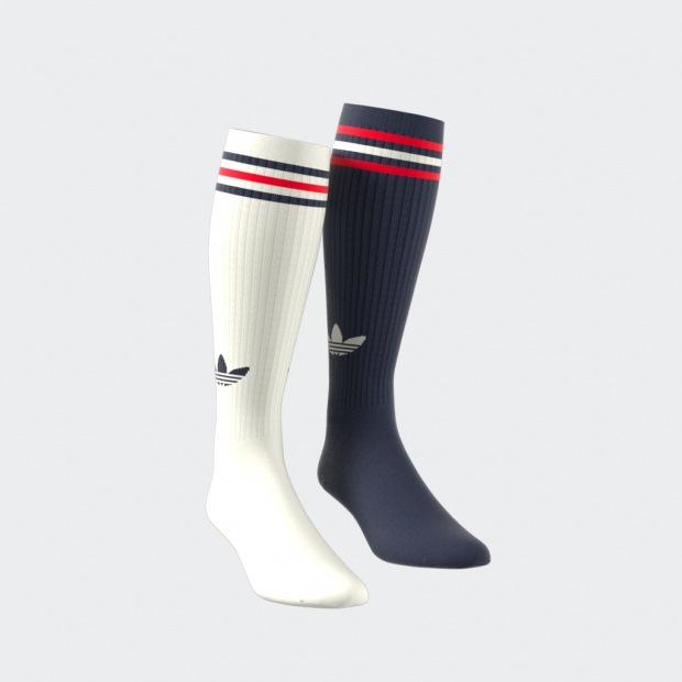 アディカラー スリーストライプス ニー ソックス 2足組 オフホワイト×ナイトインディゴ